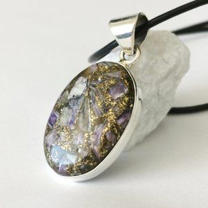 Amethyst Pyrite pendant necklace in Sterling Silver